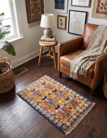 1' 4 x 2' Hand Knotted Ziegler Rug