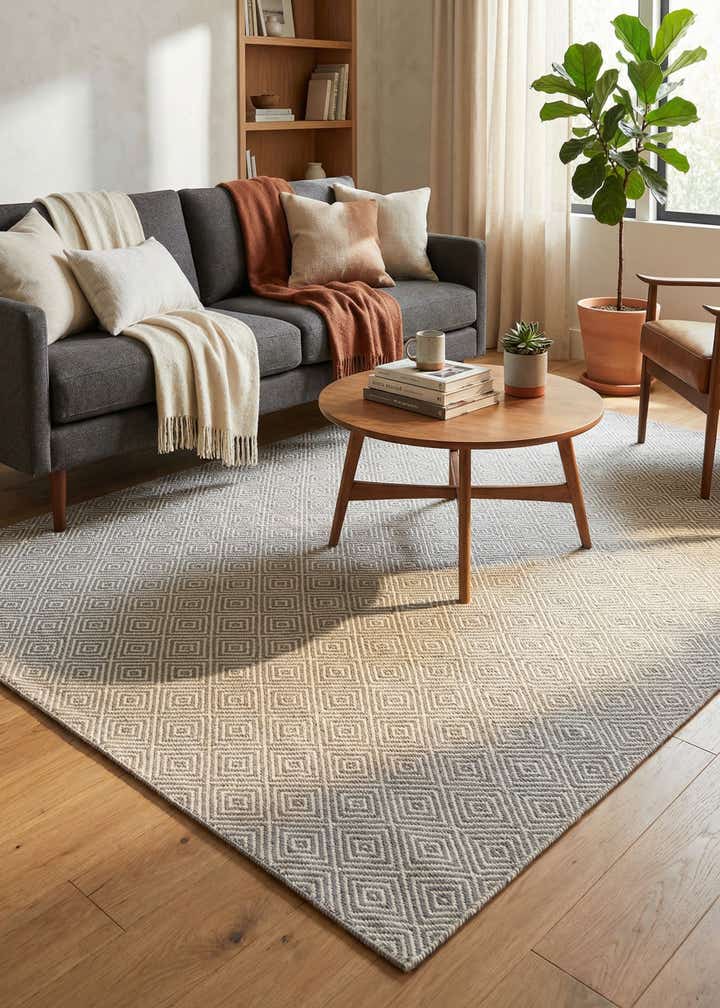 5' 1 x 8' Hand Woven Geo Trellis Flatweave Rug