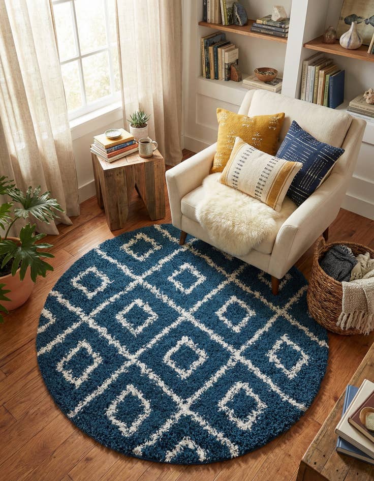 Detail image of 5' 3 x 5' 3 Trellis Shag Round Rug