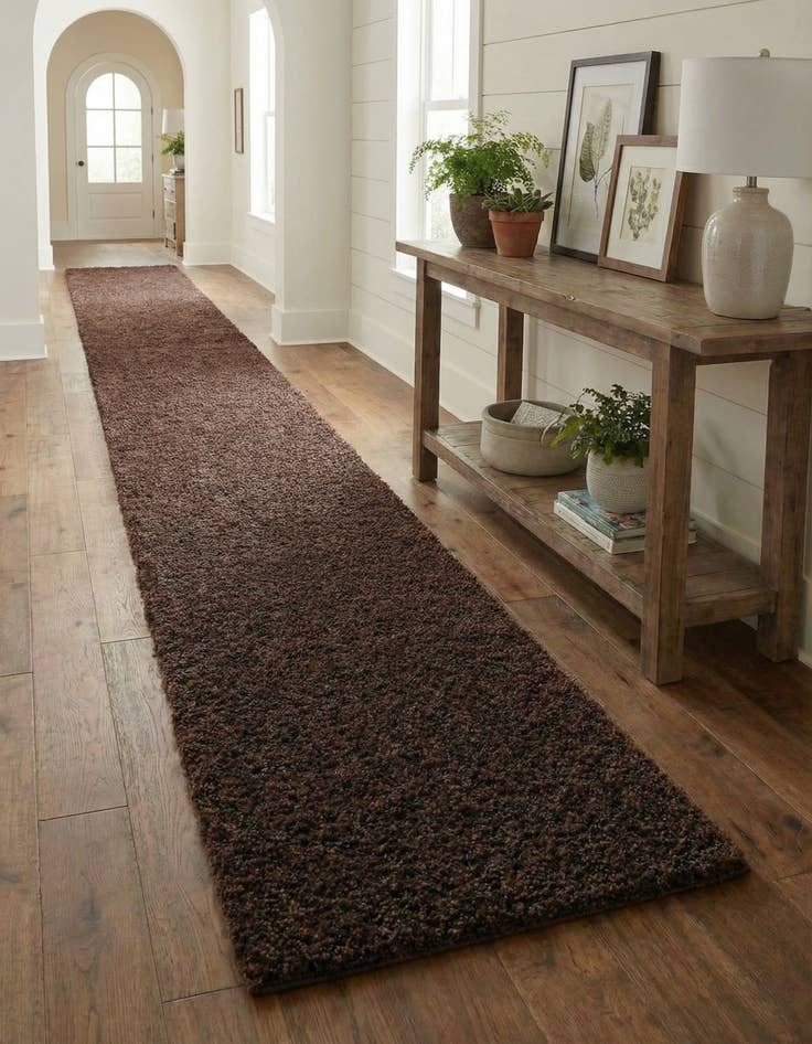 Detail image of 2' 7 x 14' Solid Shag Runner Rug