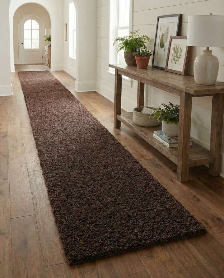 2' 7 x 14' Solid Shag Runner Rug