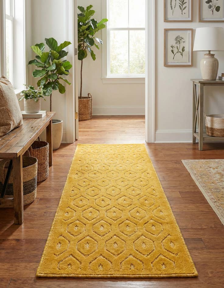 Detail image of 2' x 6'  Washable Trellis Textured Indoor / Outdoor Runner Rug
