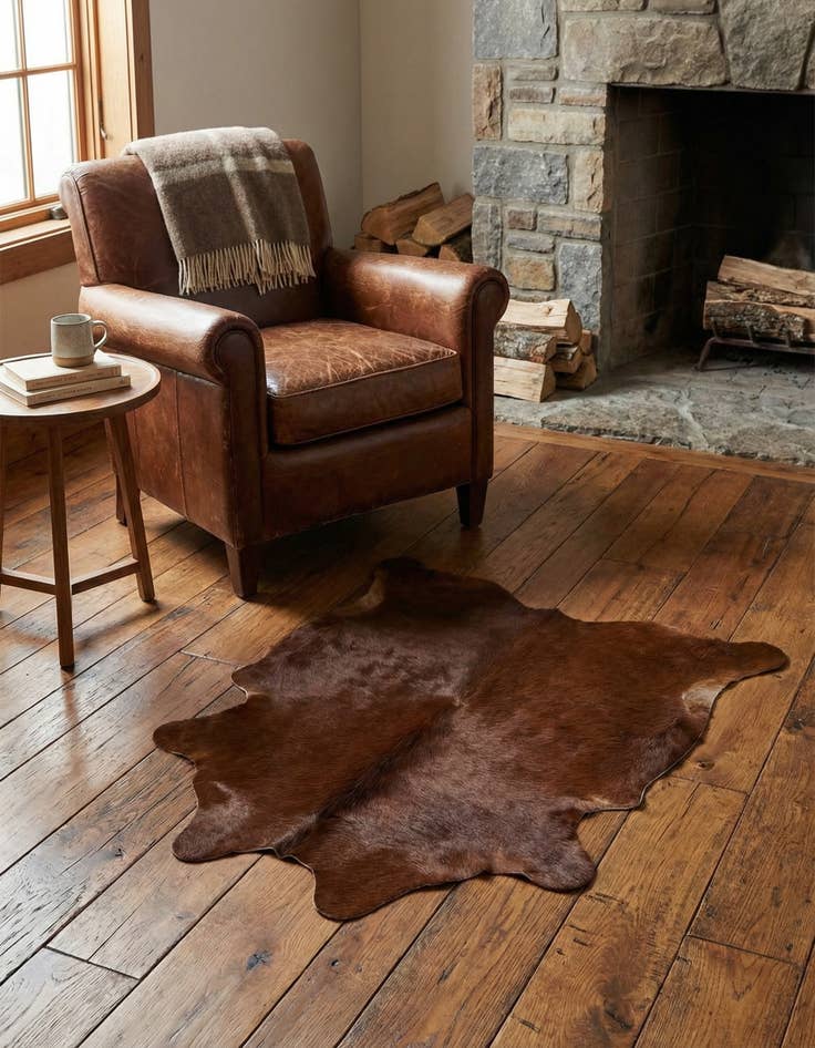 Detail image of 2' 2 x 2' 11 Cowhide Leather Rug