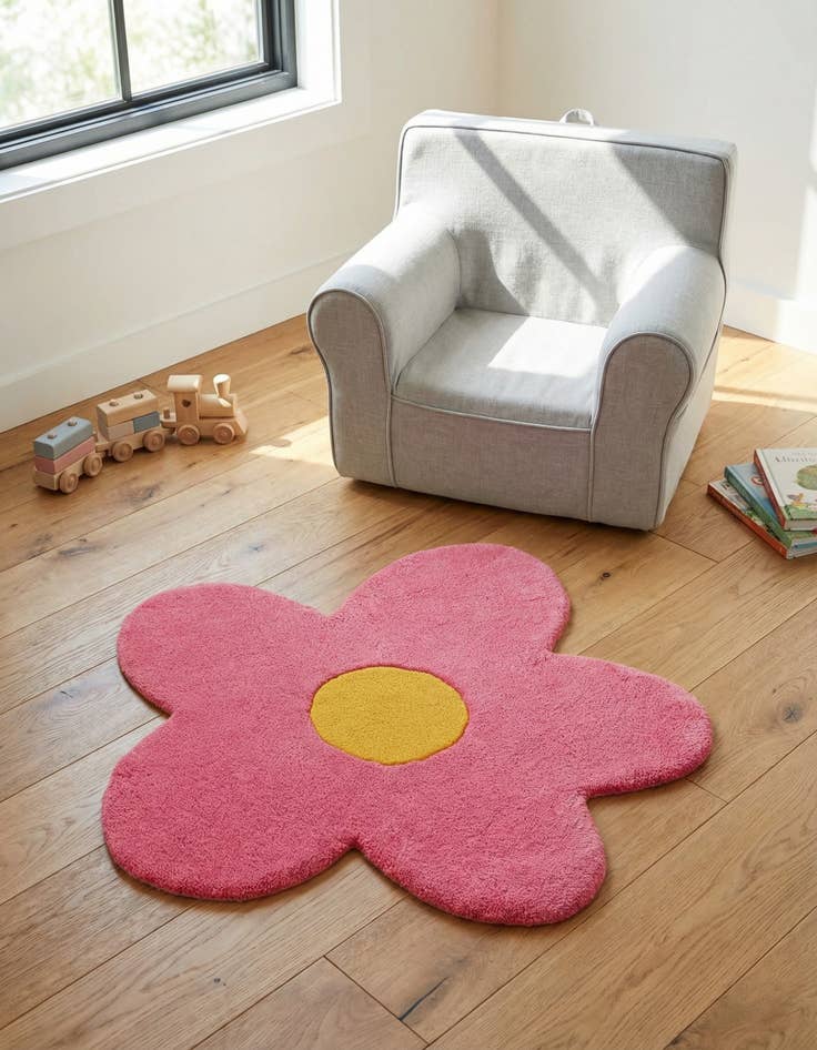 Detail image of 3' 1 x 3' 1 Happy Rugs Funky Flower Wool Round