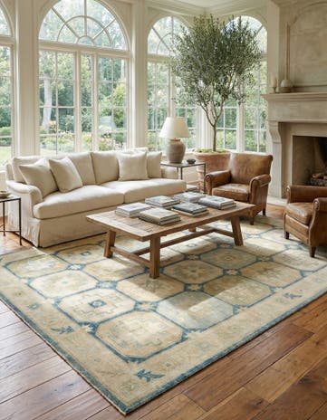 9' 9 x 12' 4 Hand Knotted Oushak Wool Rug