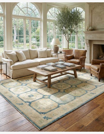 9' 9 x 12' 4 Hand Knotted Oushak Wool Rug