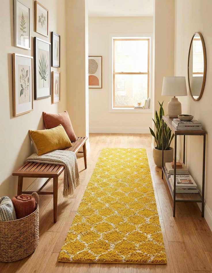 Detail image of 2' 7 x 12' Trellis Shag Runner Rug