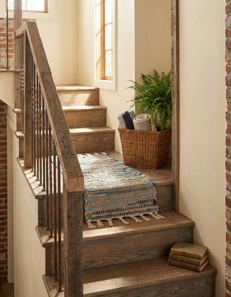 Detail image of 0' 9 x 2' 6  Hand Woven Chindi Jute Stair Rug