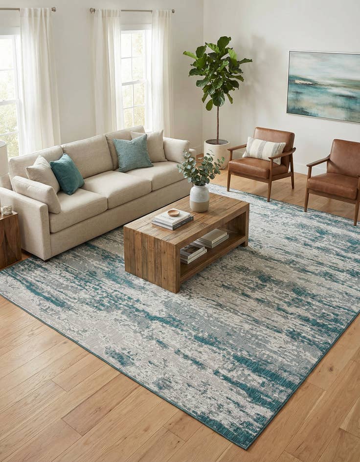 Detail image of 10' x 10' Easy-Clean Modern Indoor / Outdoor Square Rug