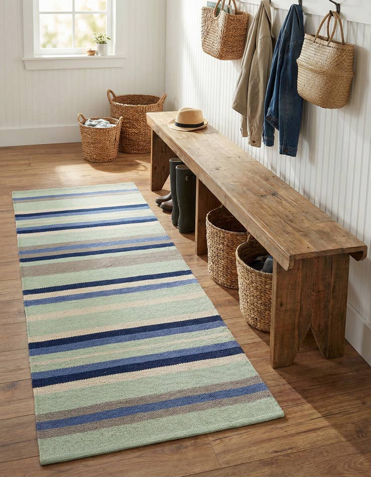 Detail image of 2' x 5' 1  Hand Woven Flatweave Cotton Dhurrie Runner Rug