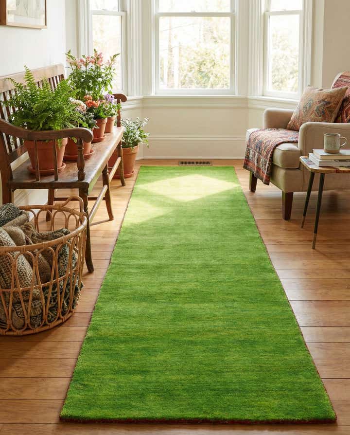 2' 7 x 9' 10 Hand Knotted Solid Gabbeh Wool Runner Rug