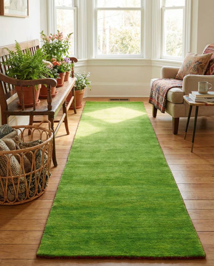 Detail image of 2' 7 x 9' 10 Hand Knotted Solid Gabbeh Wool Runner Rug