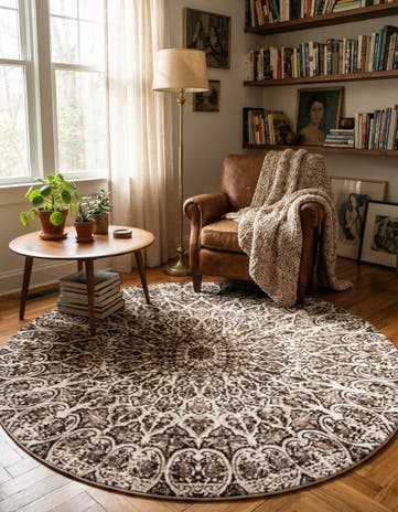 Brown Monte Carlo Round Rug
