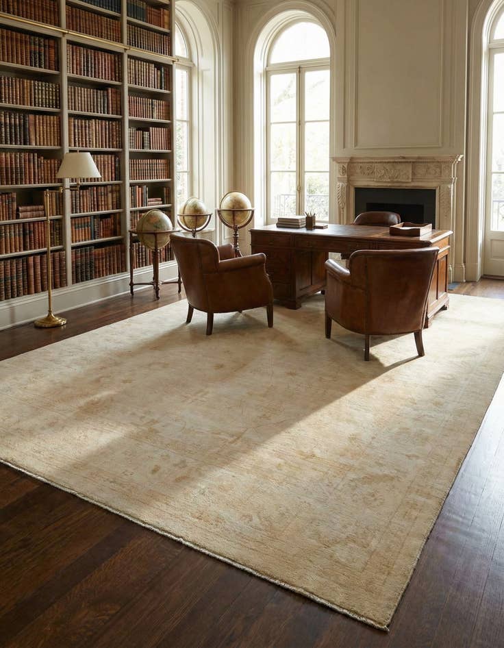 Detail image of 10' 5 x 13' 9 Hand Knotted Oushak Wool Rug