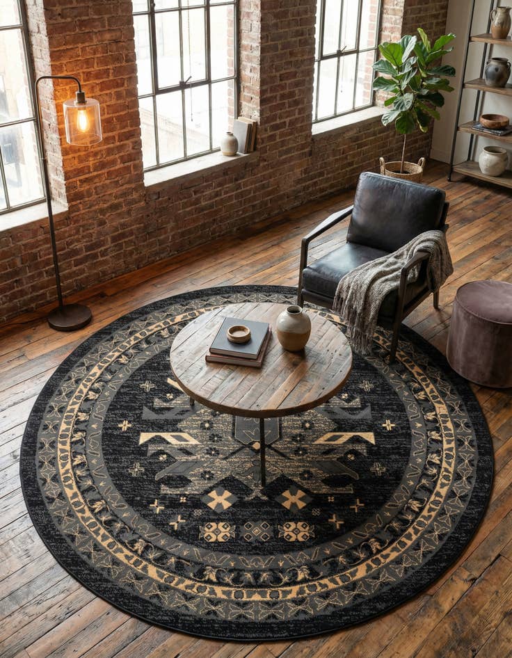 Detail image of 7' 10 x 7' 10 Heris Round Rug