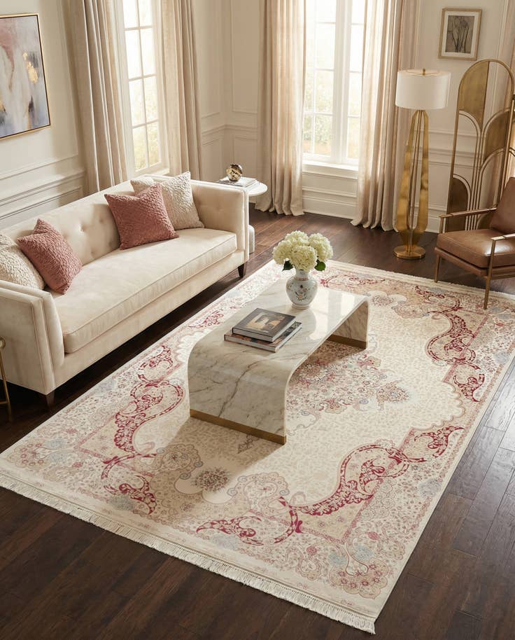 Detail image of 5' x 7' 5 Qom Bamboo Silk Rug