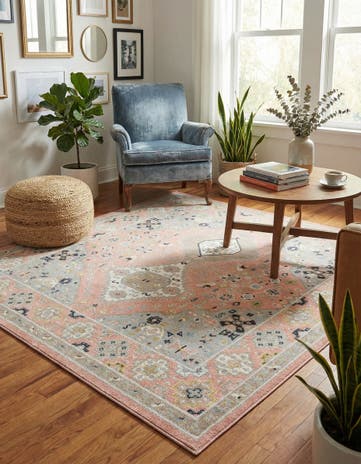 Rose Pink Kamala Washable Square Rug