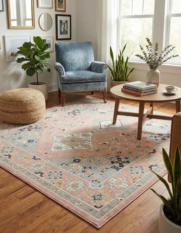 Rose Pink Kamala Washable Square Rug