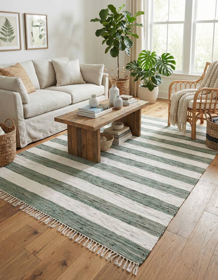 Detail image of 8' x 10'  Hand Woven Chindi Rag Rug