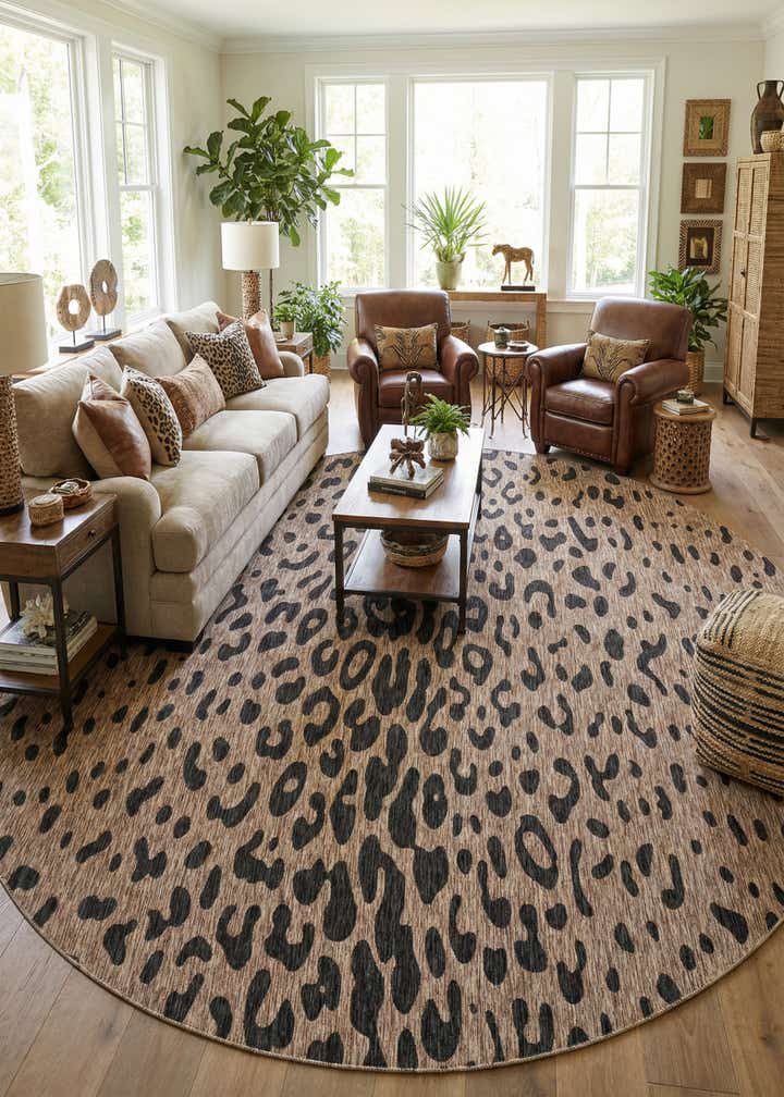 13' x 13' Easy-Clean Safari Indoor / Outdoor Round Rug