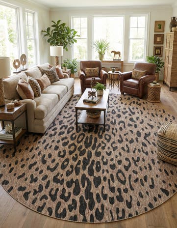 Natural Easy-Clean Safari Indoor / Outdoor Round Rug