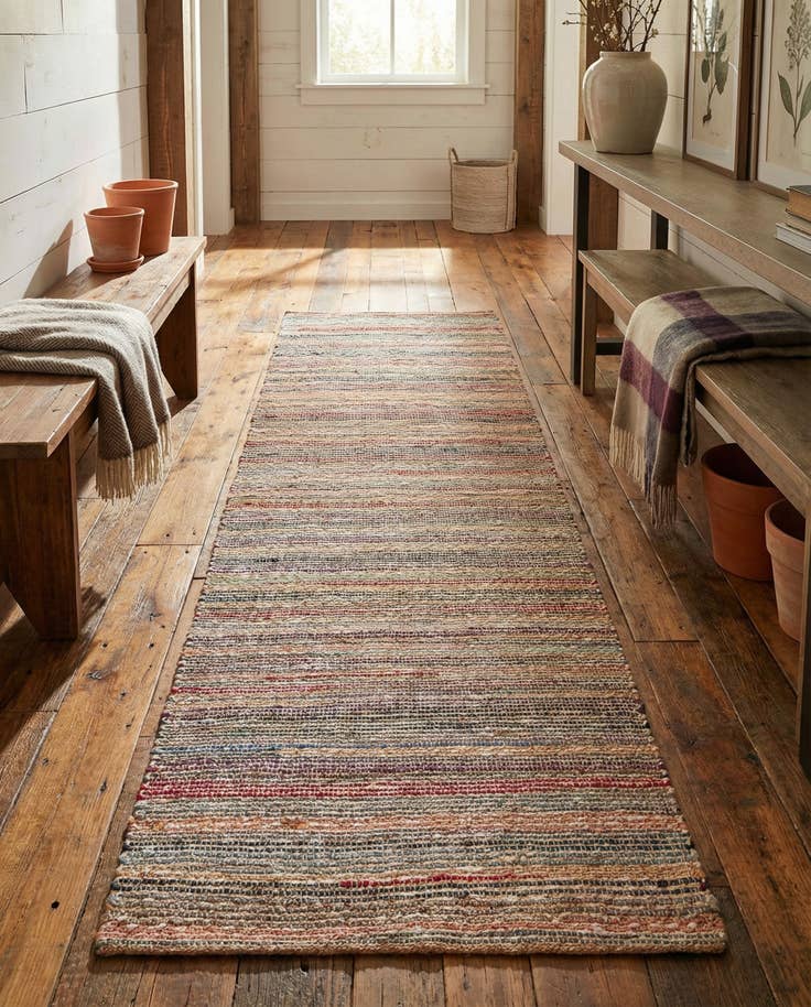 Detail image of 2' 7 x 10' Hand Woven Chunky Jute Runner Rug