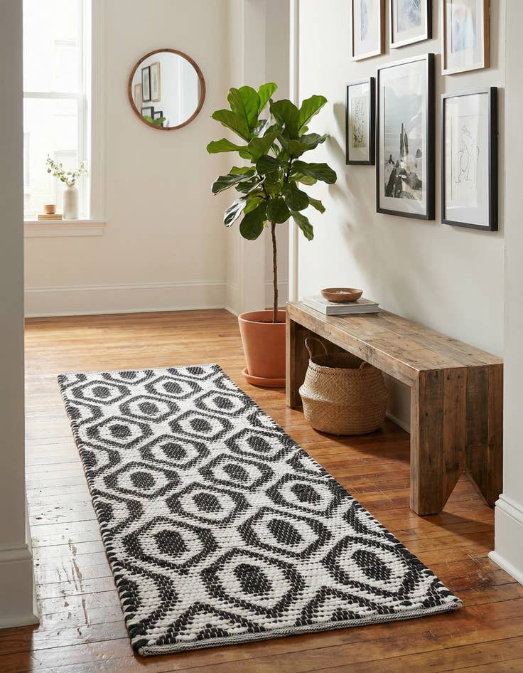 Detail image of 2' 2 x 6' 1 Hand Woven Chindi Jute Runner Rug