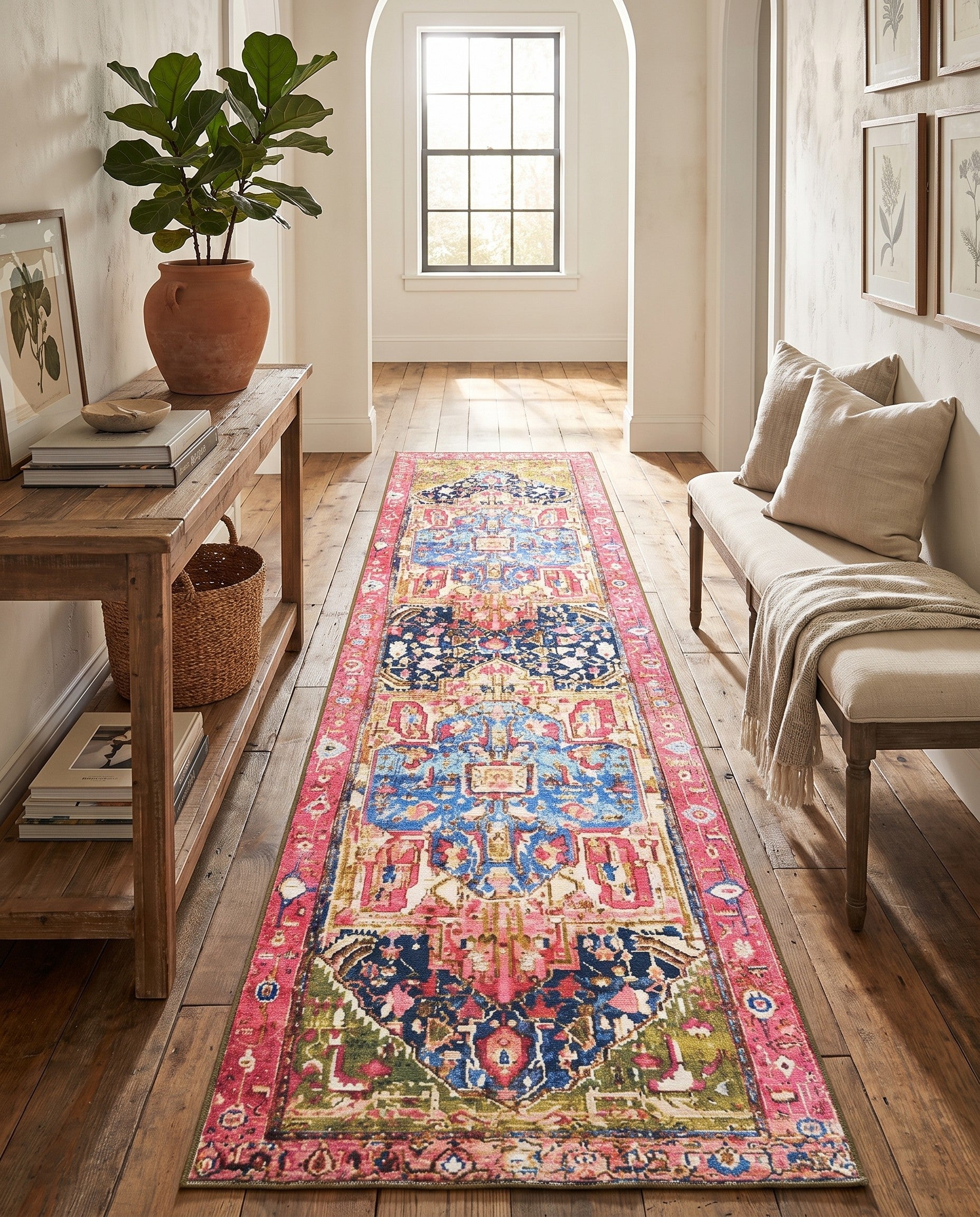 2' 7 x 11' Easy-Clean Traditional Indoor / Outdoor Runner Rug