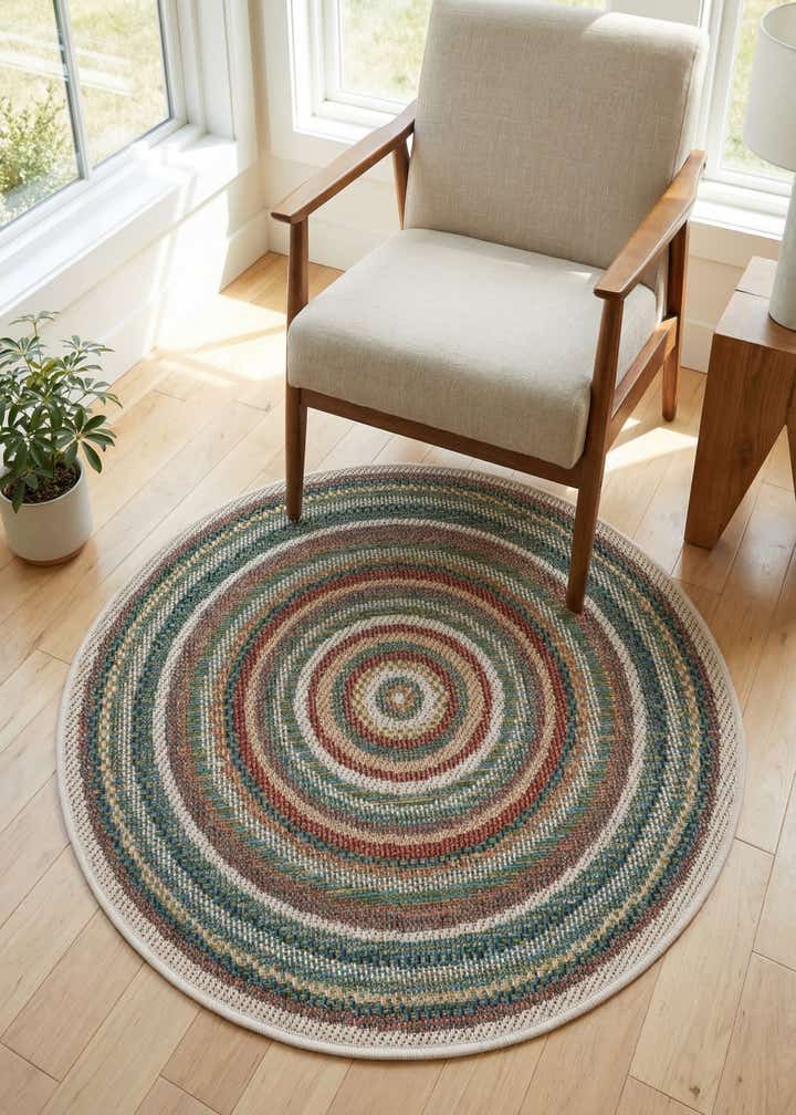 3' 3 x 3' 3 Easy-Clean Baja Indoor / Outdoor Round Rug