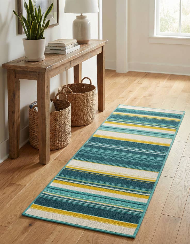 Detail image of 2' x 5' Washable Border Indoor / Outdoor Runner Rug