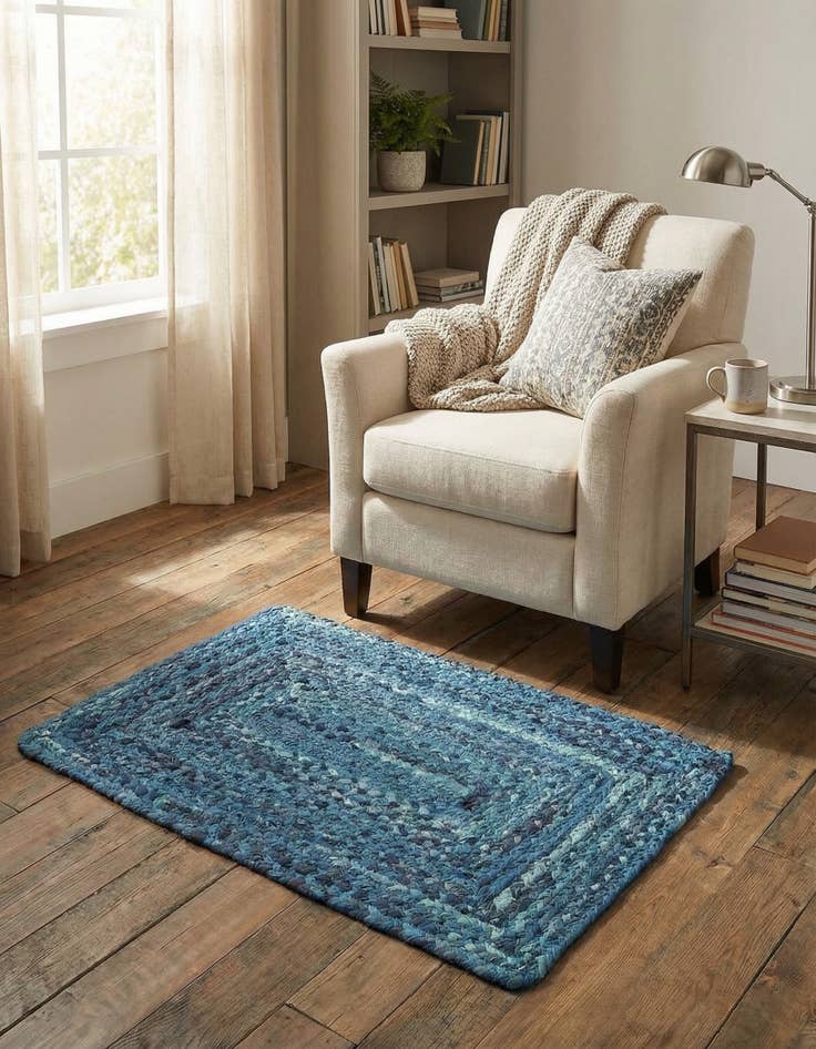 Detail image of 2' x 3' 1  Hand Braided Chindi Rug