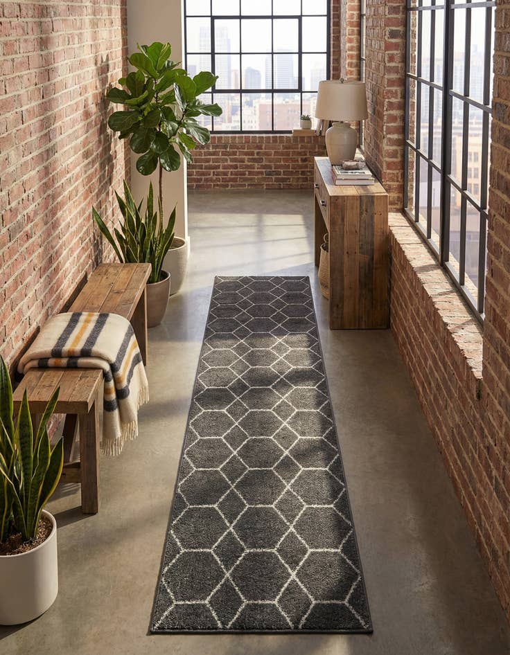 Detail image of 2' x 10' Trellis Frieze Runner Rug