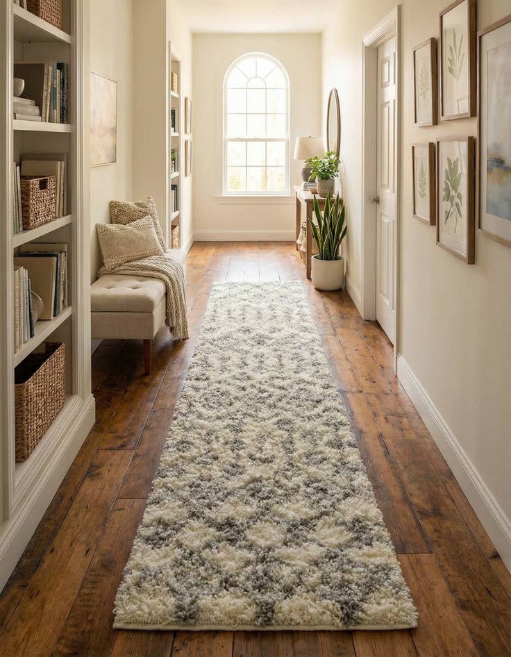 Detail image of 2' 7 x 12' Moroccan Trellis Shag Runner Rug