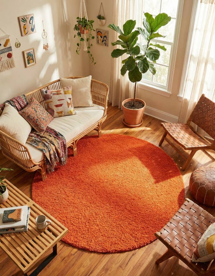 Detail image of 7' 10 x 7' 10 Solid Shag Round Rug