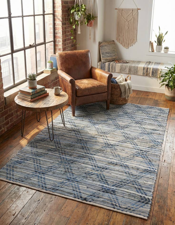 Detail image of  4' 1 x 6' 1  Hand Woven Chindi Cotton Rug