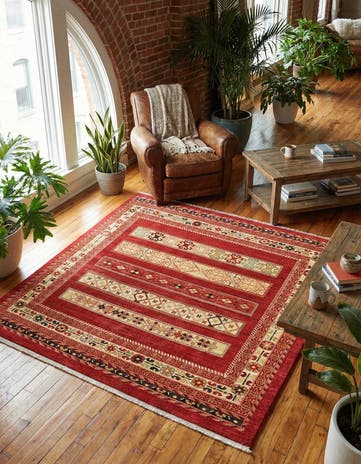 Rust Red Kashkuli Gabbeh Square Rug