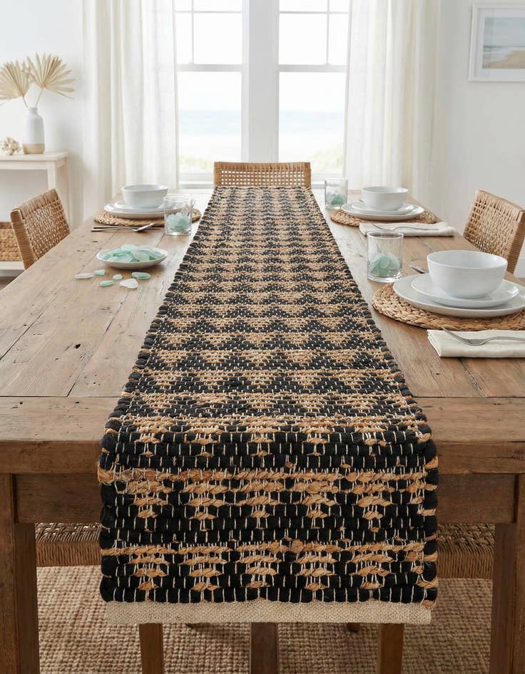 Detail image of 1' 2 x 5' 1  Hand Woven Chindi Jute Table Runner Rug