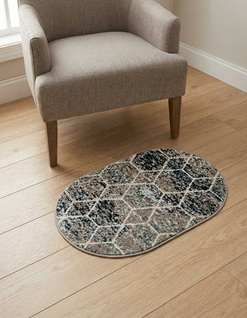 2' x 3' Lattice Frieze Oval Rug