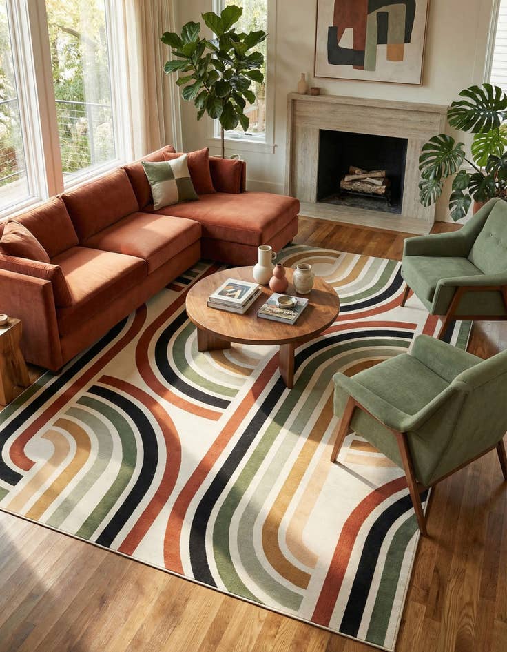 Detail image of 10' x 14' Washable Modern Indoor / Outdoor Rug