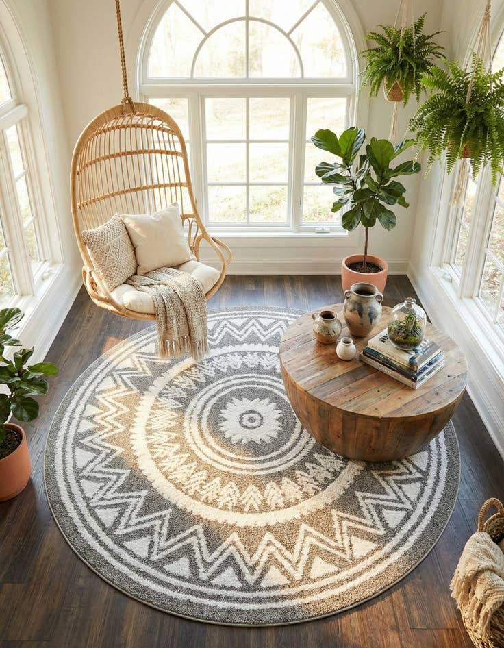 Detail image of 7' 10 x 7' 10 Boho Round Rug