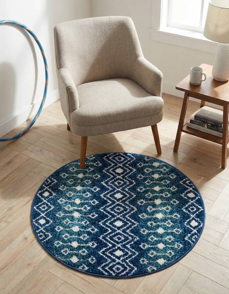 Detail image of 3' x 3' Moroccan Trellis Round Rug