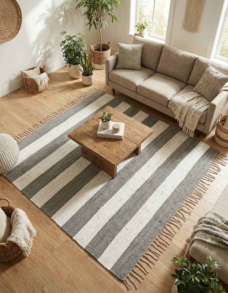 Detail image of 7' 10 x 7' 10 Hand Woven Chindi Rag Square Rug