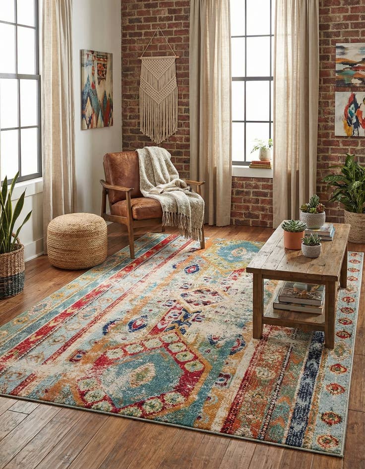 Detail image of 7' x 10'  Washable Santa Fe Rug