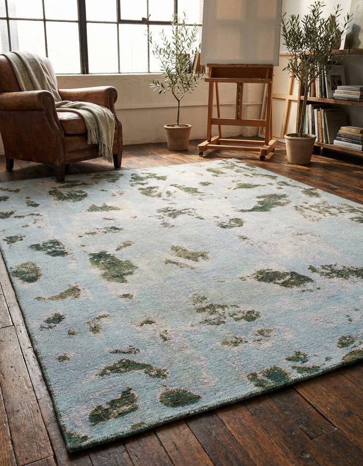 Detail image of 5' 9 x 7' Hand Knotted Ultra Vintage Persian Wool Square Rug