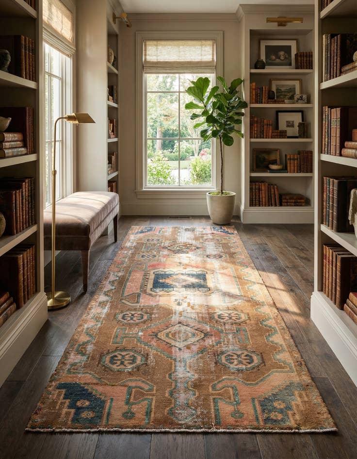 Detail image of 3' 8 x 8' 1 Hand Knotted Ultra Vintage Persian Wool Runner Rug