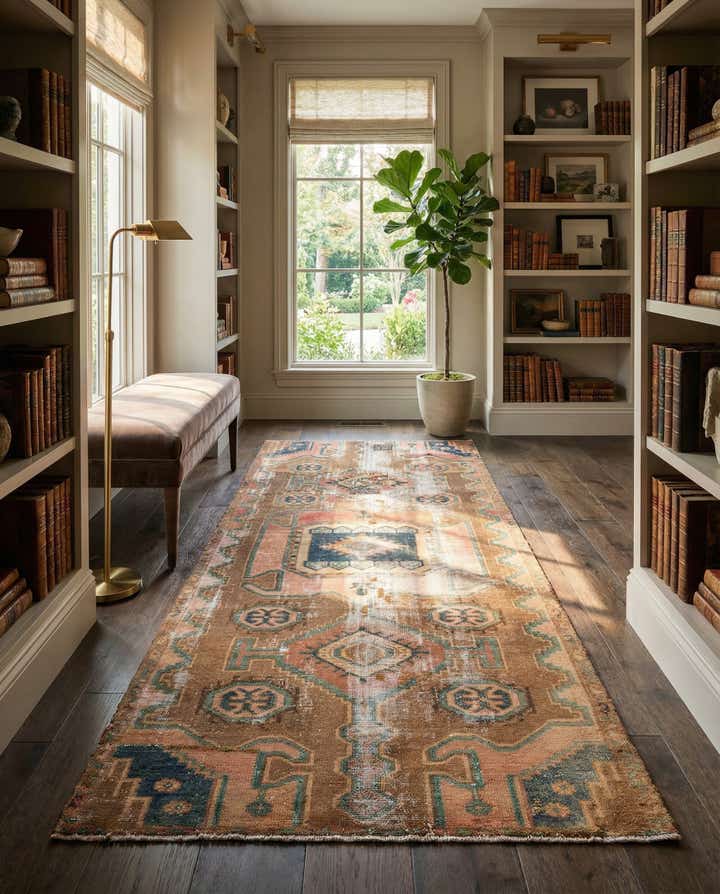 3' 8 x 8' 1 Hand Knotted Ultra Vintage Persian Wool Runner Rug