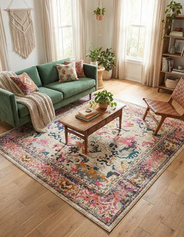 Beige Aria Square Rug