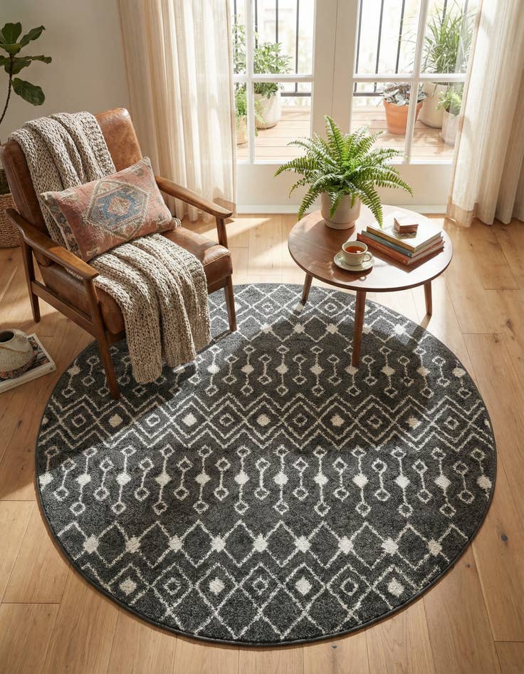 Detail image of 5' 3 x 5' 3 Moroccan Trellis Round Rug