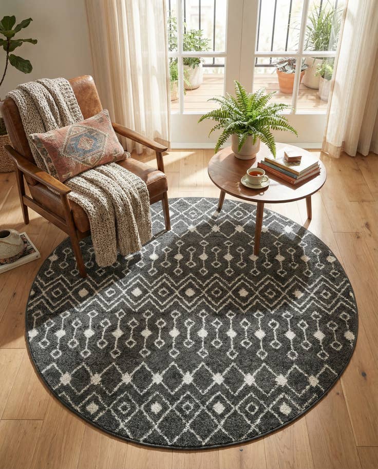 Detail image of 5' 3 x 5' 3 Moroccan Trellis Round Rug