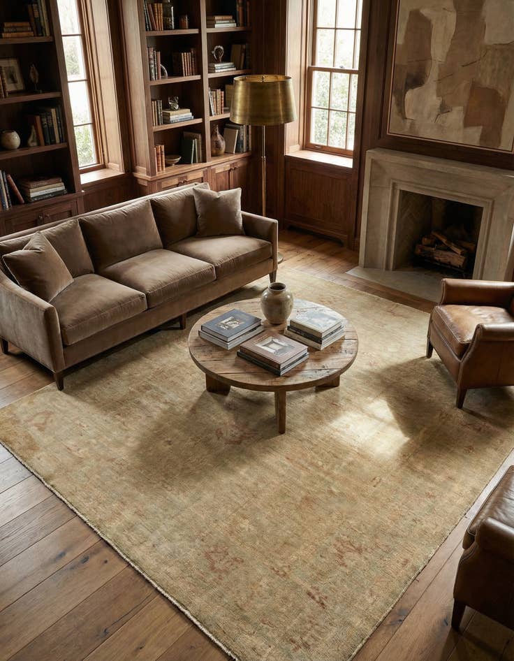 Detail image of 8' 4 x 9' 9 Hand Knotted Oushak Wool Rug